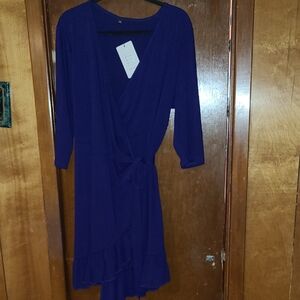 Elegant Blue Wrap Dress